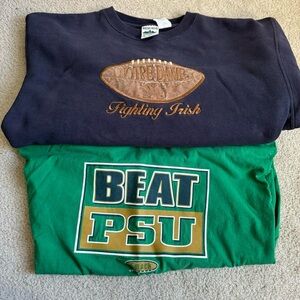 Vintage Notre Dame Football Crewneck & T-Shirt Bundle